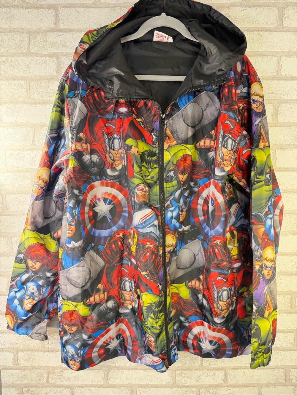 Marvel Avengers All-Over Print Hooded Windbreaker Jacket Men's XL